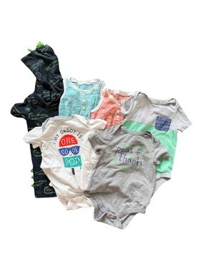 Baby Toddler Boy 6PC Summer Bundle Size 6-12M Romper Sleeveless Bodysuits